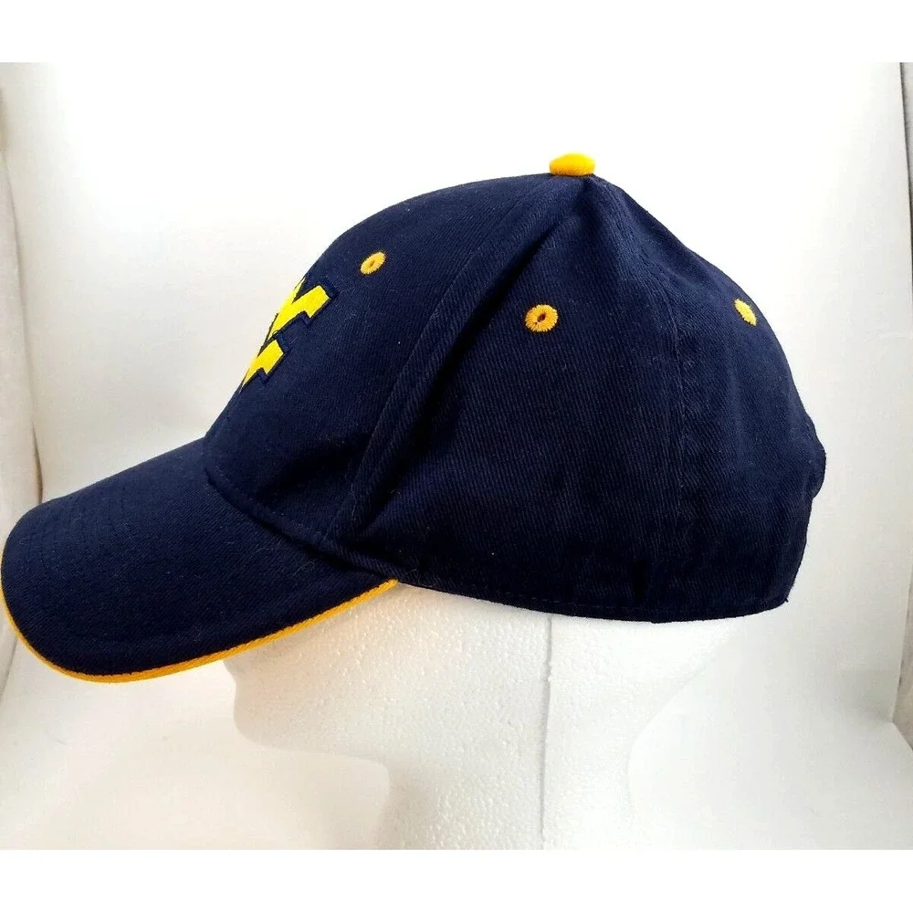 West Virginia Mountaineers Hat Cap Black Adjustable Strapback Embroidered WVU Lo